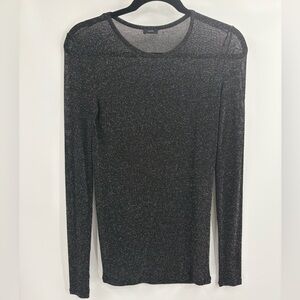 Joesph lurex knit black see through layer metallic long sleeve size small
